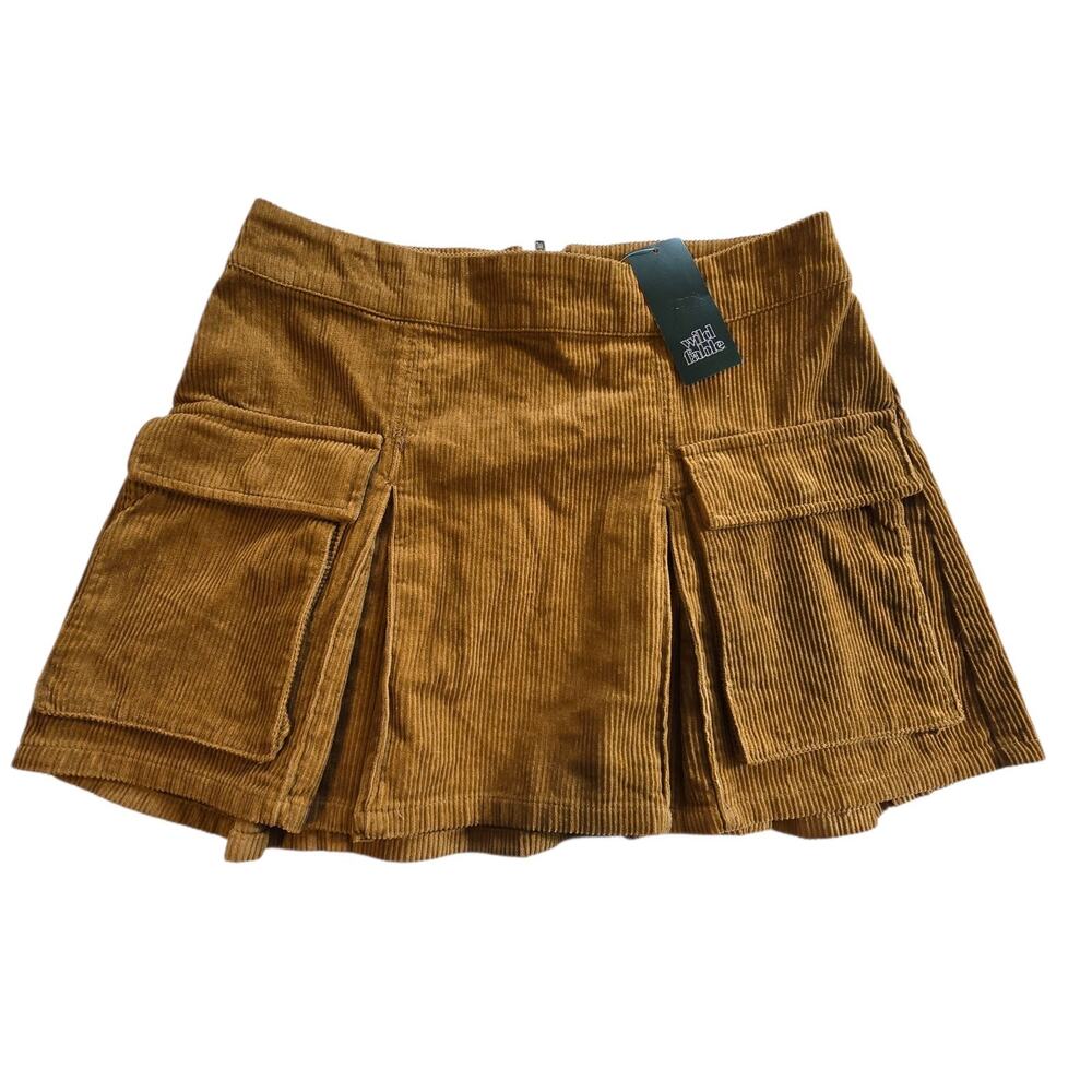 Wild Fable NWT Corduroy Mini Cargo Skirt Womens LG Tan Brown Academia Preppy - Picture 1 of 11